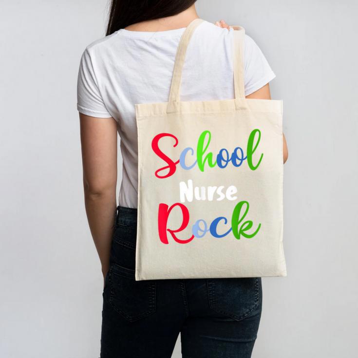 School Nurse Rock Back To School -Funny Nurses School Canvas Tote Bag