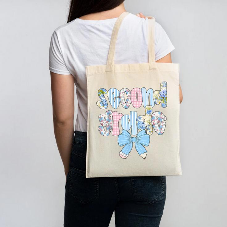 Second Grade Coquette Bow Pencil First Day Back To School Canvas Tote Bag