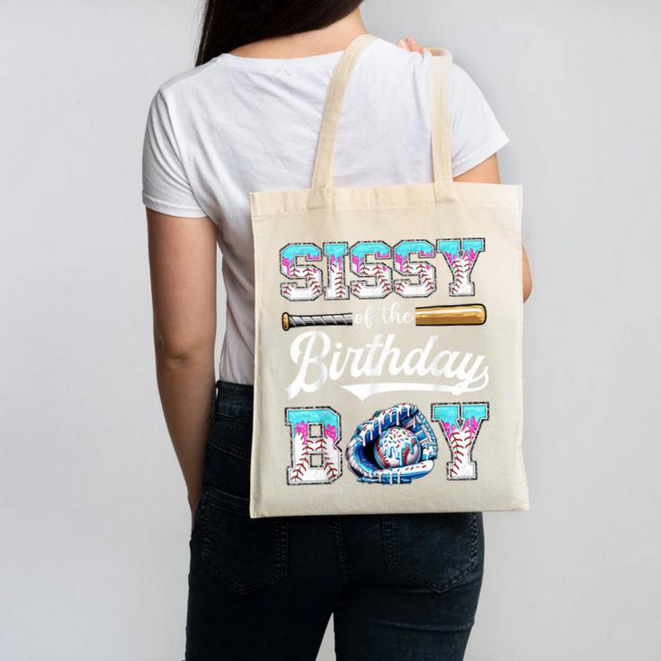 Sissy Of The Birthday Boy Baseball Ice Cream Drip Matching Canvas Tote Bag