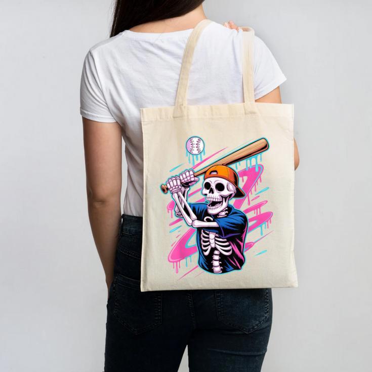 Skeleton Baseball Drip Boy Youth Dripping Baseball Halloween Canvas Tote Bag