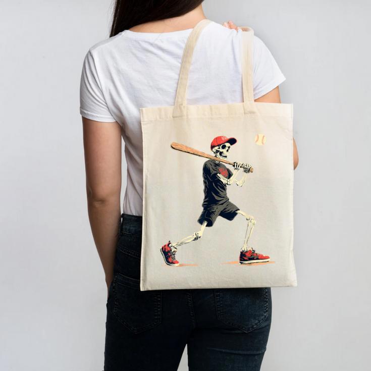 Skeleton Baseball Halloween Costume Men Boys Kids Canvas Tote Bag