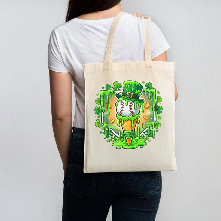 St Patrick Day Baseball Drip Ice Cream Baseball Home Plate Canvas Tote Bag