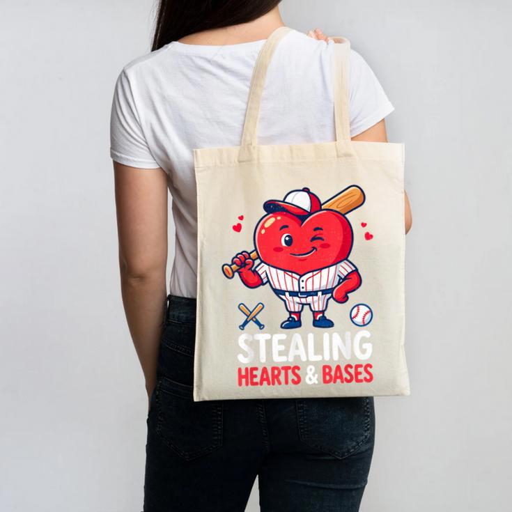 Stealing Hearts And Bases Baseball Player Valentine's Day Canvas Tote Bag