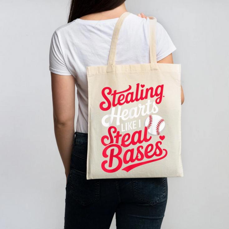 Stealing Hearts Like I Steal Bases Cute Baseball Boys Canvas Tote Bag
