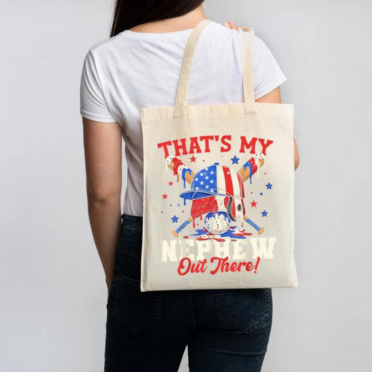 That's My Nephew Out There Baseball Cream Drip Crossed Bat Canvas Tote Bag