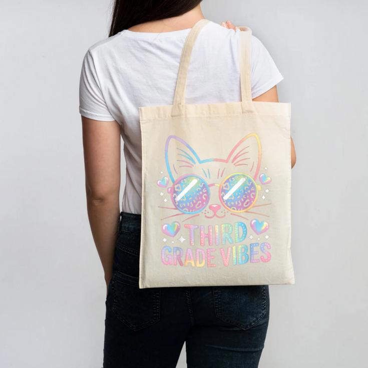 Third 3rd Grade Vibes Back To School Cute Cat Cute For Girls Canvas Tote Bag