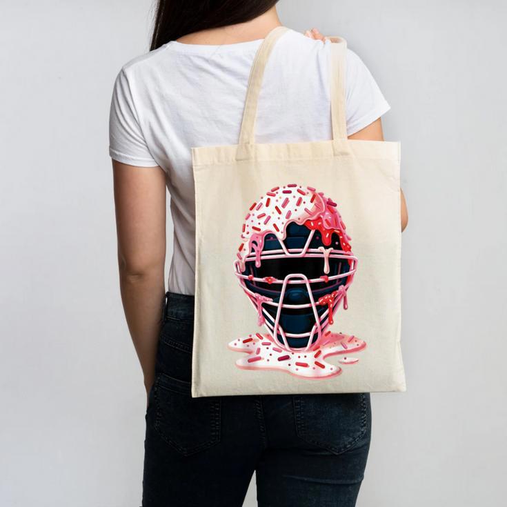 Valentine Baseball Catcher Mask Ice Cream Drip Tee For Boys Canvas Tote Bag
