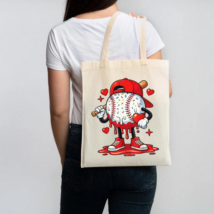 Valentine Baseball Drip Ice Cream Youth Boys Couples Canvas Tote Bag