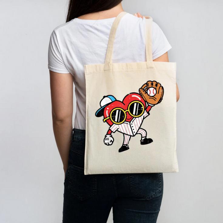 Valentines Day Baseball Heart Gloves Cute Boys Kid Youth Men Canvas Tote Bag