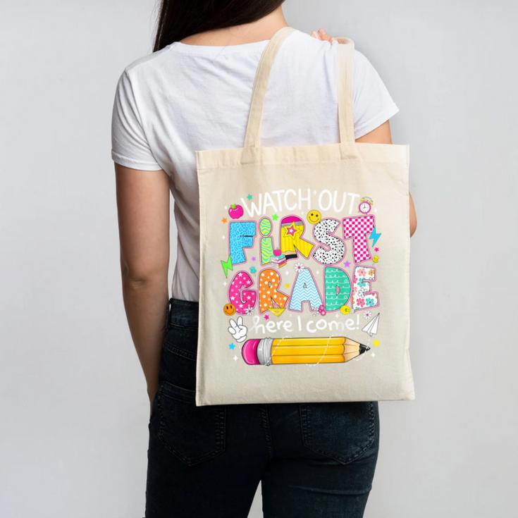 Watch Out First Grade Here I Come Back To School Boy Kids Canvas Tote Bag