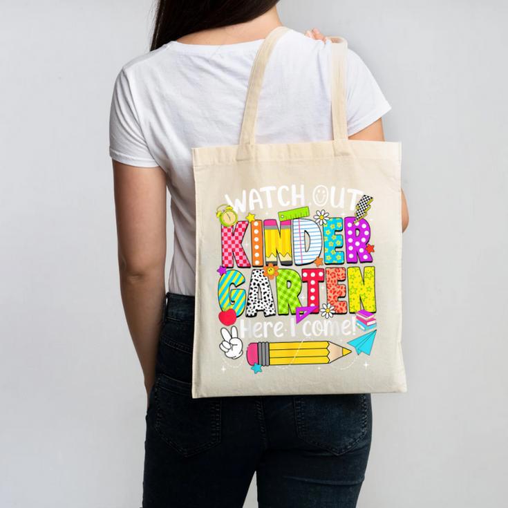 Watch Out Kindergarten Here I Come Kinder Back To School Canvas Tote Bag