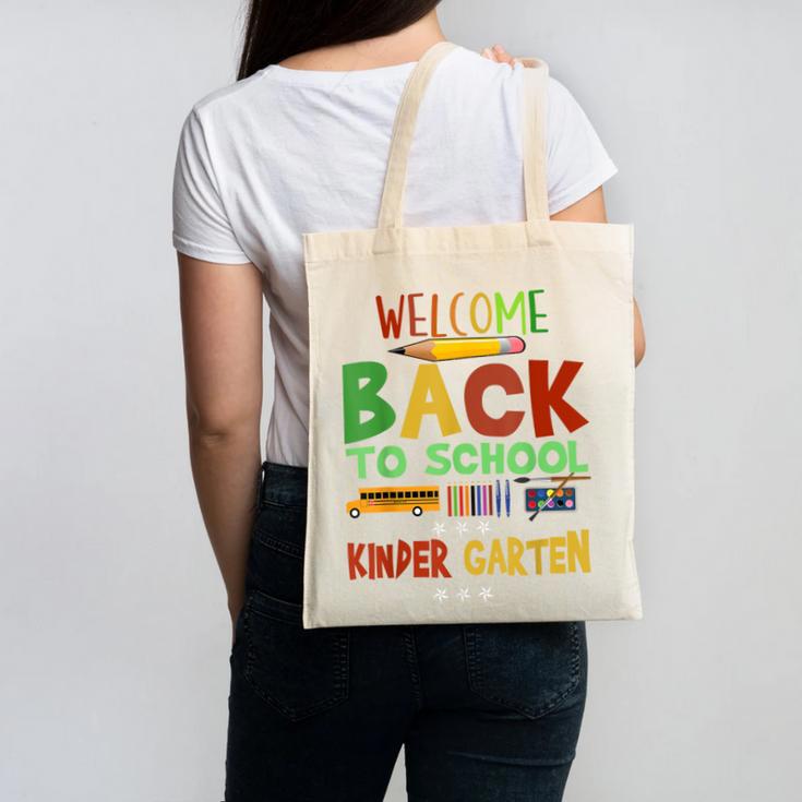 Welcome Back To School Kinder Garten First Day Of School Kid Canvas Tote Bag