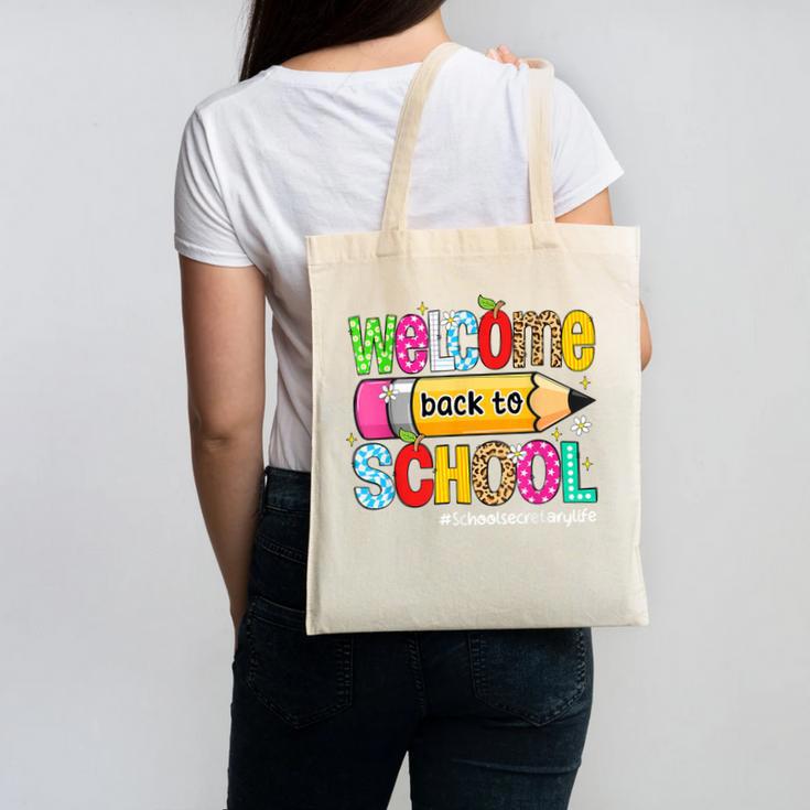 Welcome Back To School School Secretary Life Leopard Canvas Tote Bag