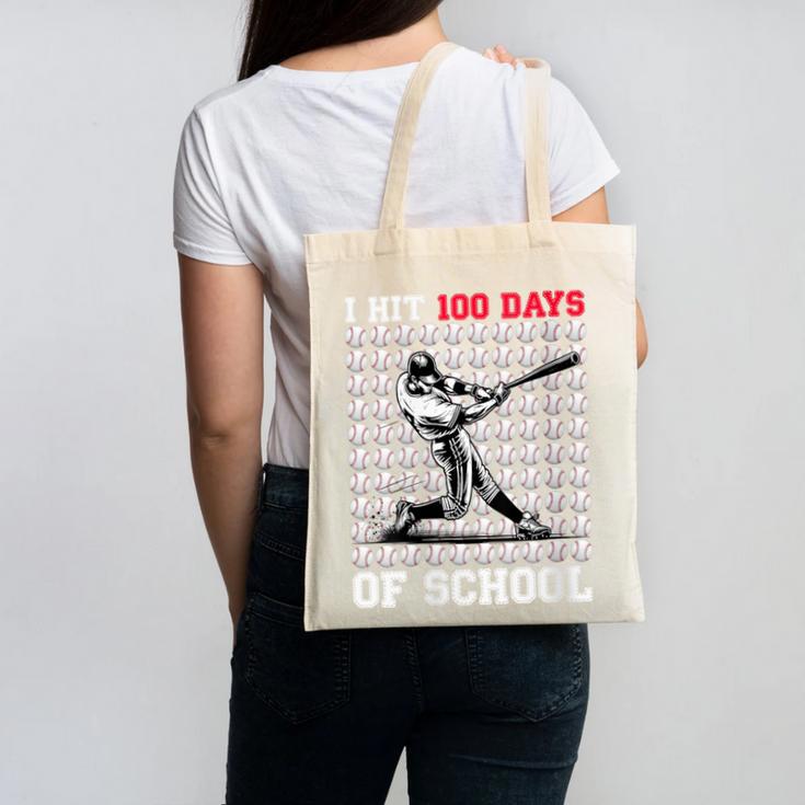 Women's I Hit 100 Days Of School Baseball 100th Day Boys Kids Canvas Tote Bag
