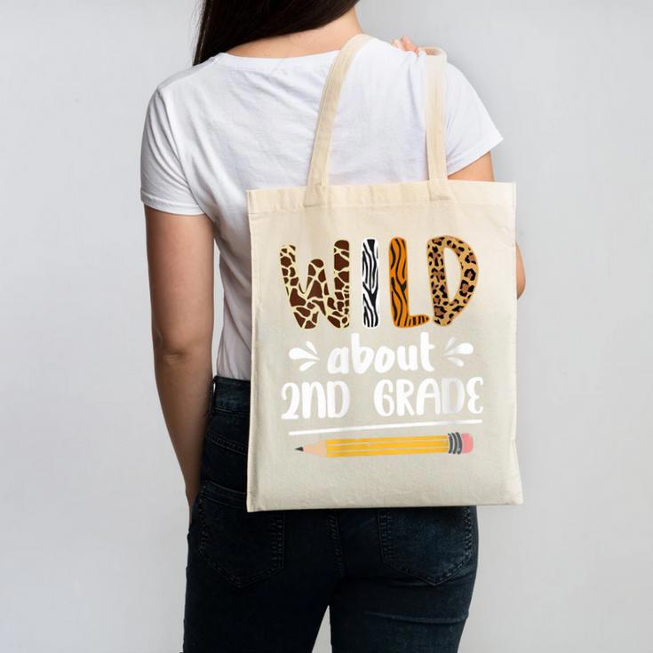 Women's Wild About 2nd Grade Kids Zoo Animal Lover Back To School Canvas Tote Bag