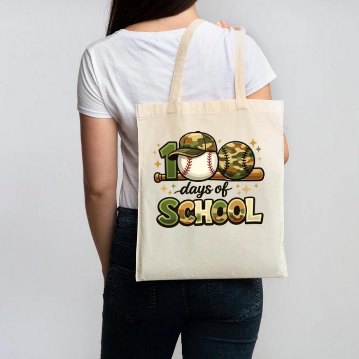 100 Days Of School Baseball Camo School Teacher Boy Canvas Tote Bag