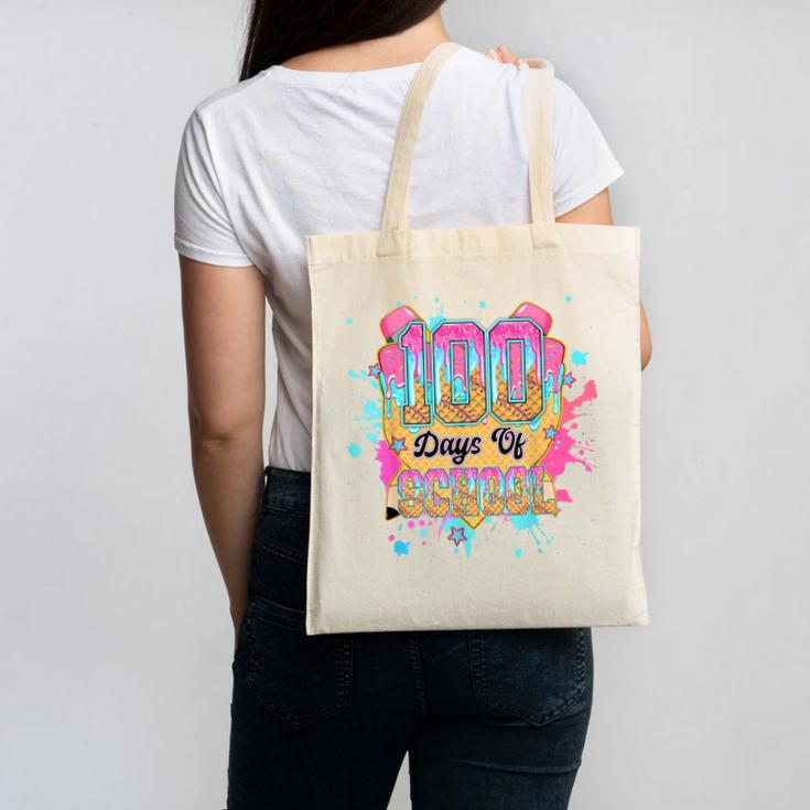 100 Days Of School Baseball Drip Boys Kids 100th Day Canvas Tote Bag