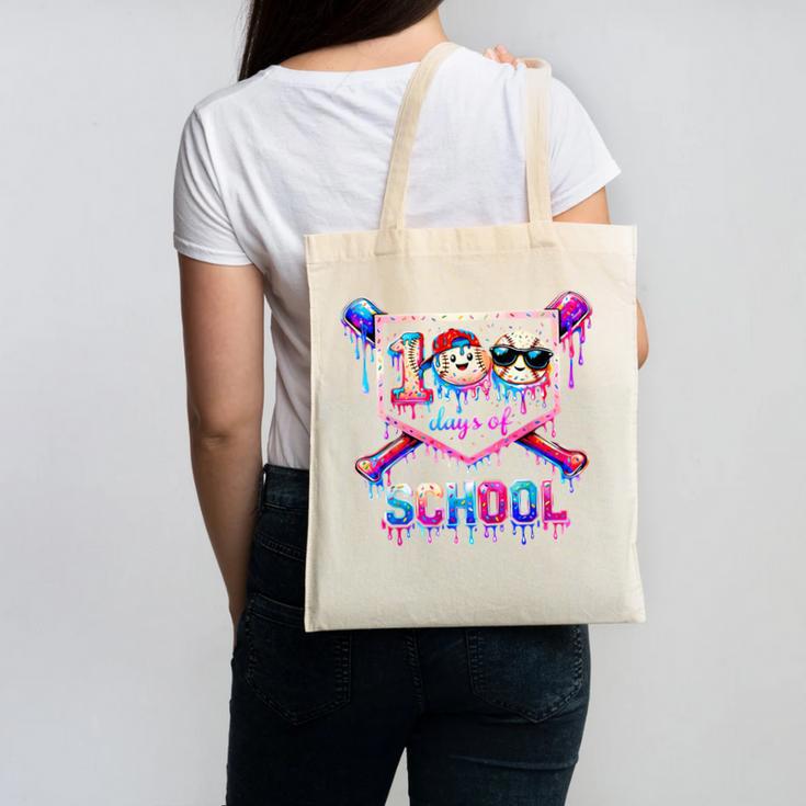 100 Days Of School Baseball Drip Boys For Men Kids Canvas Tote Bag