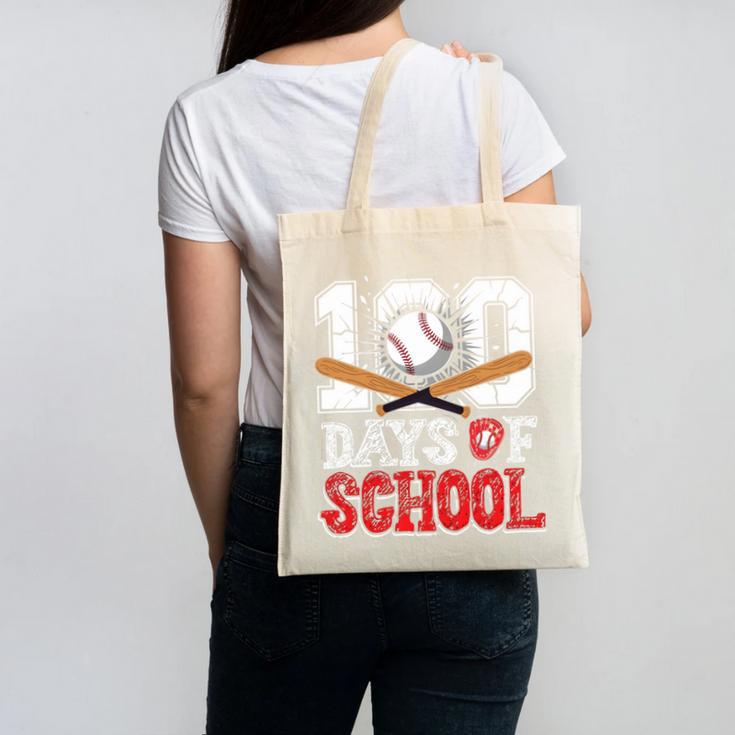 100 Days Of School Baseball 100 Days Smarter Boys Student Canvas Tote Bag