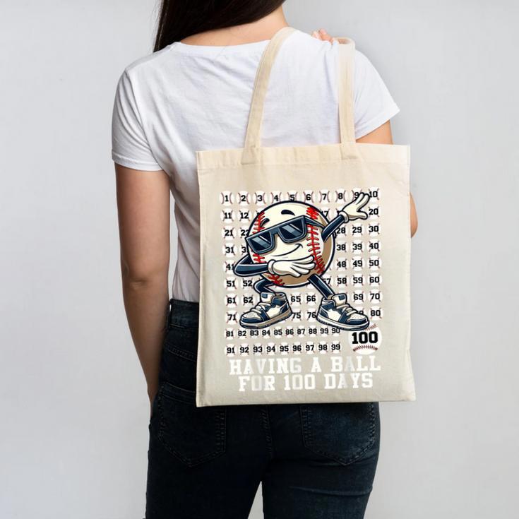 100 Days Of School Boys Dabbing Baseball 100th Day Of School Canvas Tote Bag