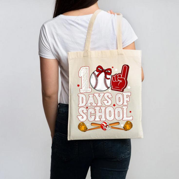 100 Days Of School Cute Bow Baseball Boy Girl Teacher Canvas Tote Bag 100 Days Of School Cute Bow Baseball Boy Girl Teacher Canvas Tote Bag