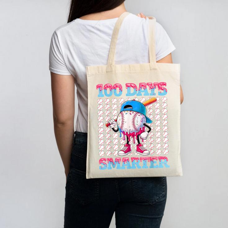 100 Days Smarter Baseball Drip Boys 100 Days Of School Kids Canvas Tote Bag 100 Days Smarter Baseball Drip Boys 100 Days Of School Kids Canvas Tote Bag