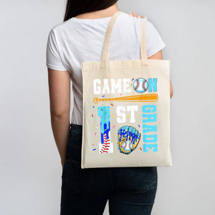 1st Grade Back To School Baseball Drip Ice Cream Game On Canvas Tote Bag