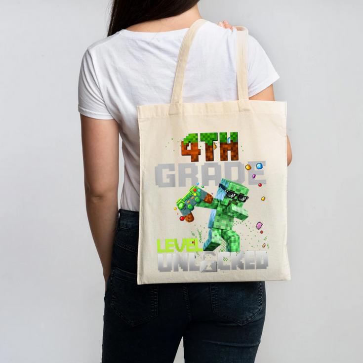 4th Grade Level Unlocked Back To School Pixel Game Canvas Tote Bag