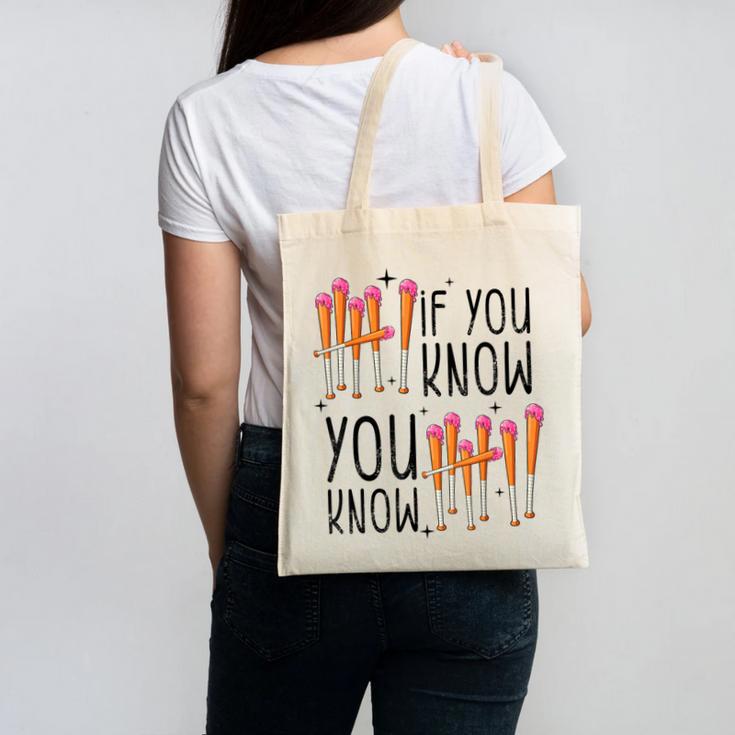 6 7 If You Know You Know Baseball Ice Cream Dip Canvas Tote Bag
