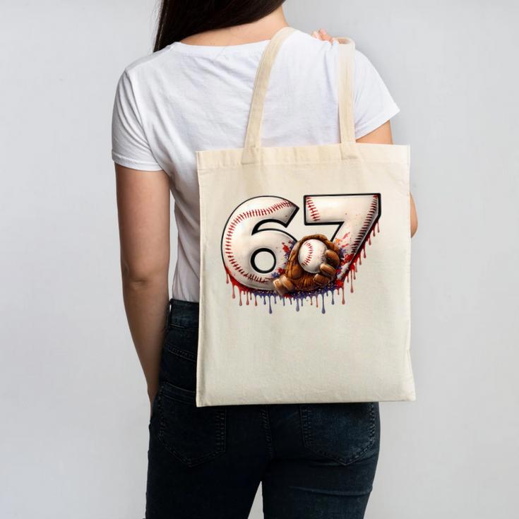6 7 Six Seven American Baseball Graphic Canvas Tote Bag