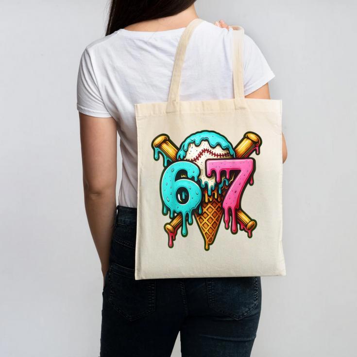 67 Baseball Ice Cream Drip Kids Canvas Tote Bag 67 Baseball Ice Cream Drip Kids Canvas Tote Bag
