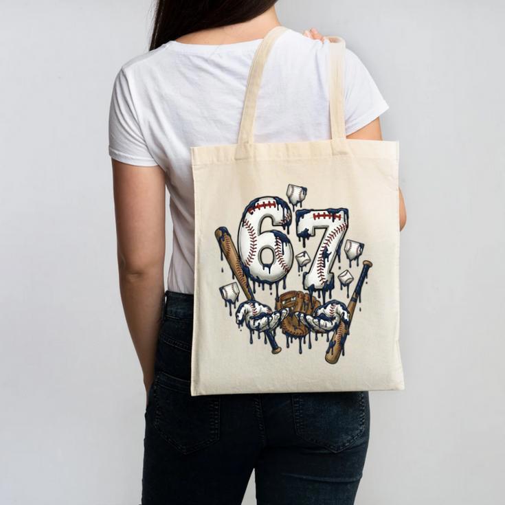 67 Baseball Six Seven Baseball 6 7 Kids Boys Girls Premium Tri-Blend Canvas Tote Bag
