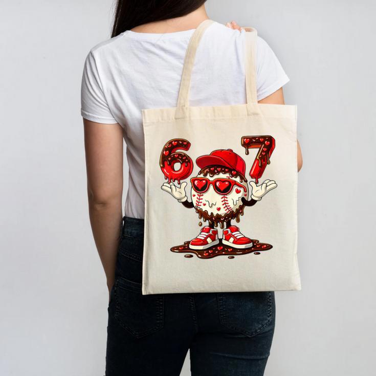 67 Valentine Day Baseball Chocolate Ice Cream Drip Canvas Tote Bag
