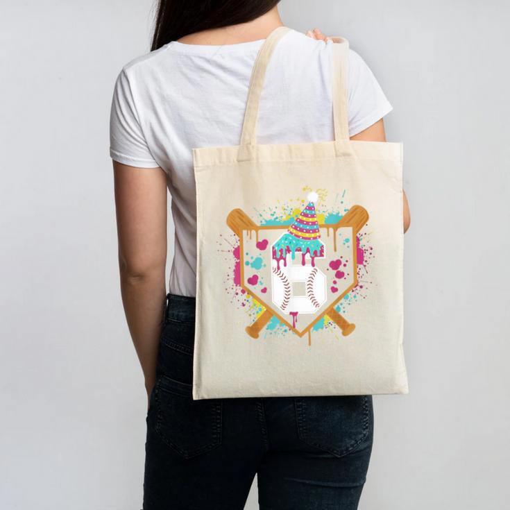 6th Birthday Baseball Drip Number 6 Year Old Birthday Boy Canvas Tote Bag 6th Birthday Baseball Drip Number 6 Year Old Birthday Boy Canvas Tote Bag
