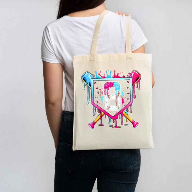 8th Birthday Boys Baseball Ice Cream Drip Boys Baseball Canvas Tote Bag