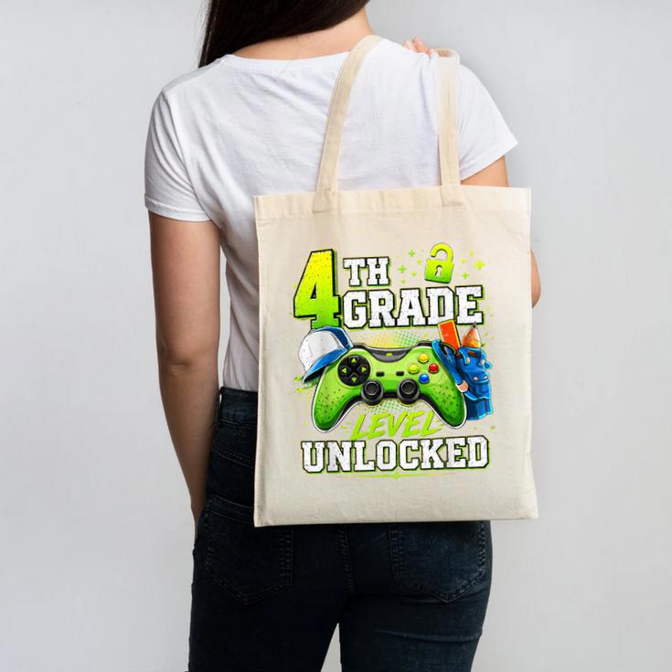 Back To School 4th Fourth Grade Level Unlocked Gamer Kid Canvas Tote Bag Back To School 4th Fourth Grade Level Unlocked Gamer Kid Canvas Tote Bag