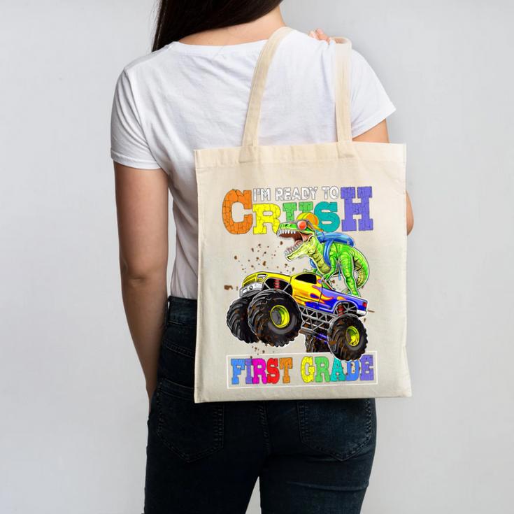 Back To School Boy Dinosaur I'm Ready To Crush First Grade Canvas Tote Bag Back To School Boy Dinosaur I'm Ready To Crush First Grade Canvas Tote Bag