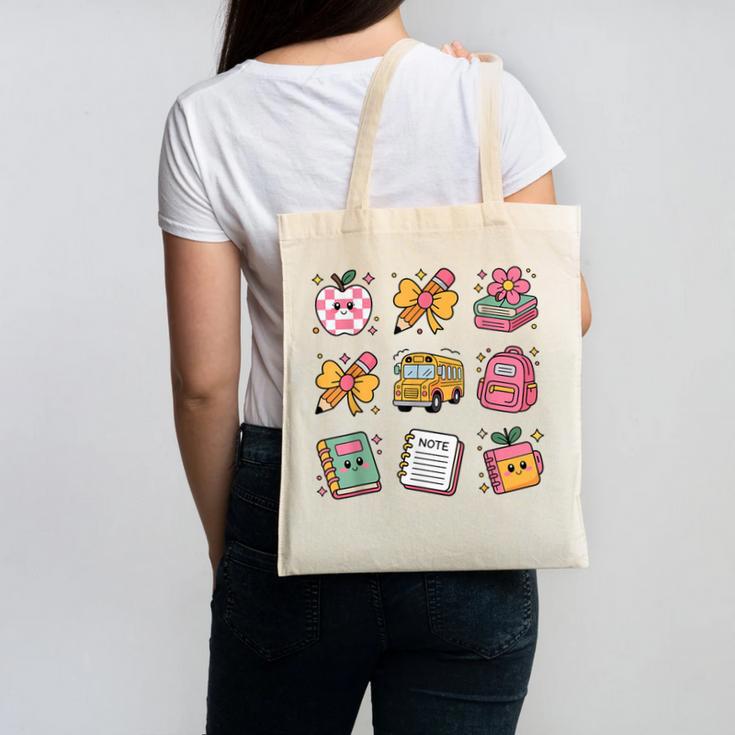 Back To School Coquette Bow First Day Of School Toddler Girl Canvas Tote Bag