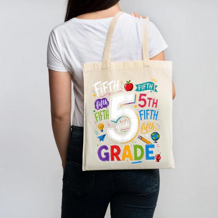 Back To School Fifth 5th Grade Classroom Typography Canvas Tote Bag Back To School Fifth 5th Grade Classroom Typography Canvas Tote Bag