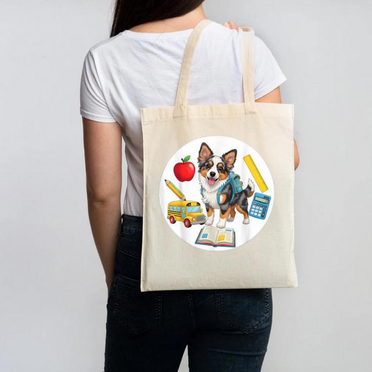 Back To School Miniature American Shepherd Dog Boys Girls Canvas Tote Bag Back To School Miniature American Shepherd Dog Boys Girls Canvas Tote Bag