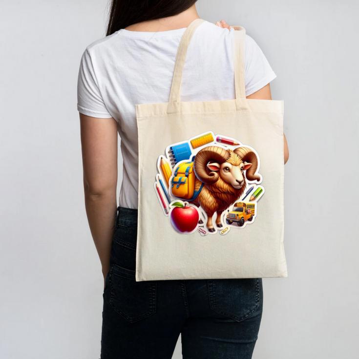 Back To School Ram Boys Girls Student Kids Lover Farmer Cute Canvas Tote Bag Back To School Ram Boys Girls Student Kids Lover Farmer Cute Canvas Tote Bag
