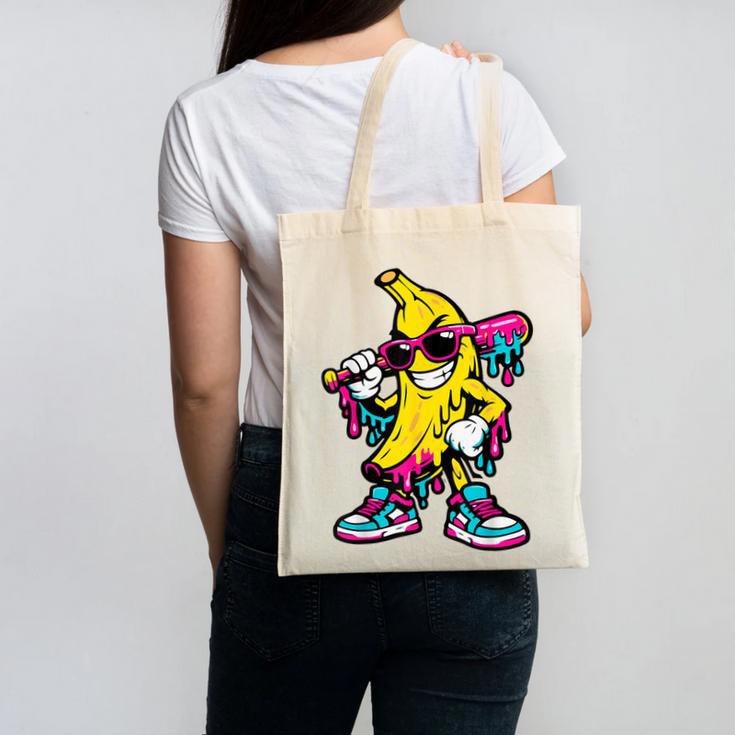 Banana Baseball Drip Canvas Tote Bag Banana Baseball Drip Canvas Tote Bag