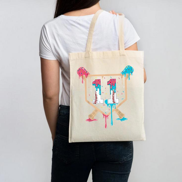 Baseball 11 Year Old Ice Cream Drip 11th Birthday Boy Player Canvas Tote Bag Baseball 11 Year Old Ice Cream Drip 11th Birthday Boy Player Canvas Tote Bag