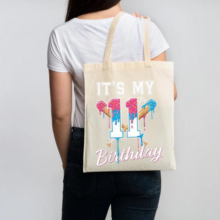 Baseball 11 Year Old Ice Cream Drip 11th Birthday Boys Canvas Tote Bag Baseball 11 Year Old Ice Cream Drip 11th Birthday Boys Canvas Tote Bag