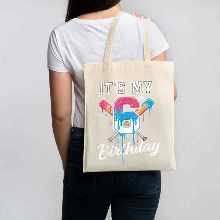 Baseball 6 Year Old Ice Cream Drip 6th Birthday Boy Number 6 Canvas Tote Bag