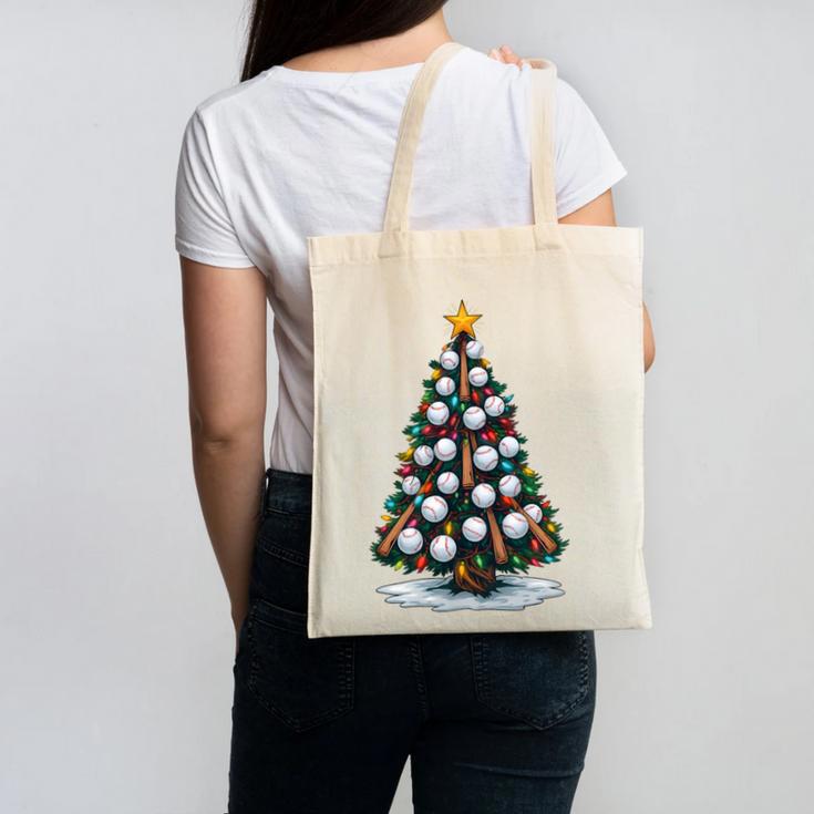 Baseball Christmas Tree Men Boys Youth Santa Sports Canvas Tote Bag