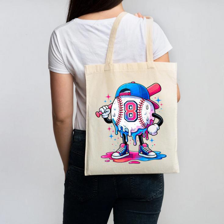 Baseball Drip 8th 8 Year Old Birthday Boys Pitcher Player Canvas Tote Bag