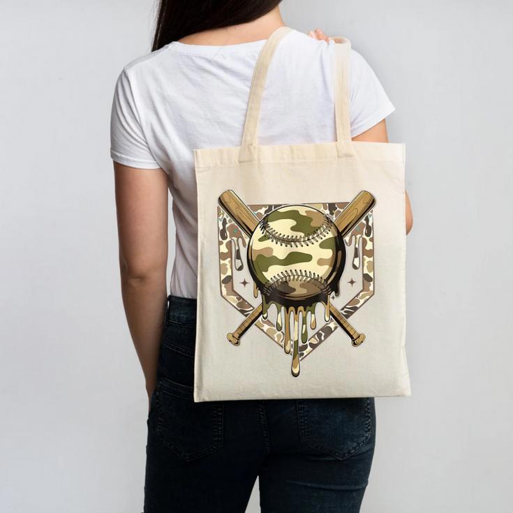 Baseball Drip For Boys Ice Cream Dripping Boys Baseball Camo Canvas Tote Bag