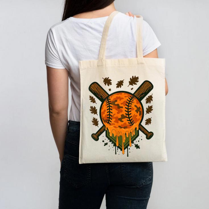 Baseball Drip Ice Cream Dripping Blaze Hunter Orange Camo Canvas Tote Bag