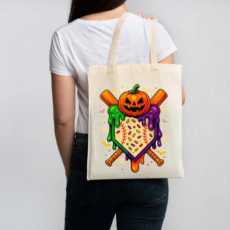 Baseball Drip Ice Cream Drip Halloween Baseball Lovers Canvas Tote Bag